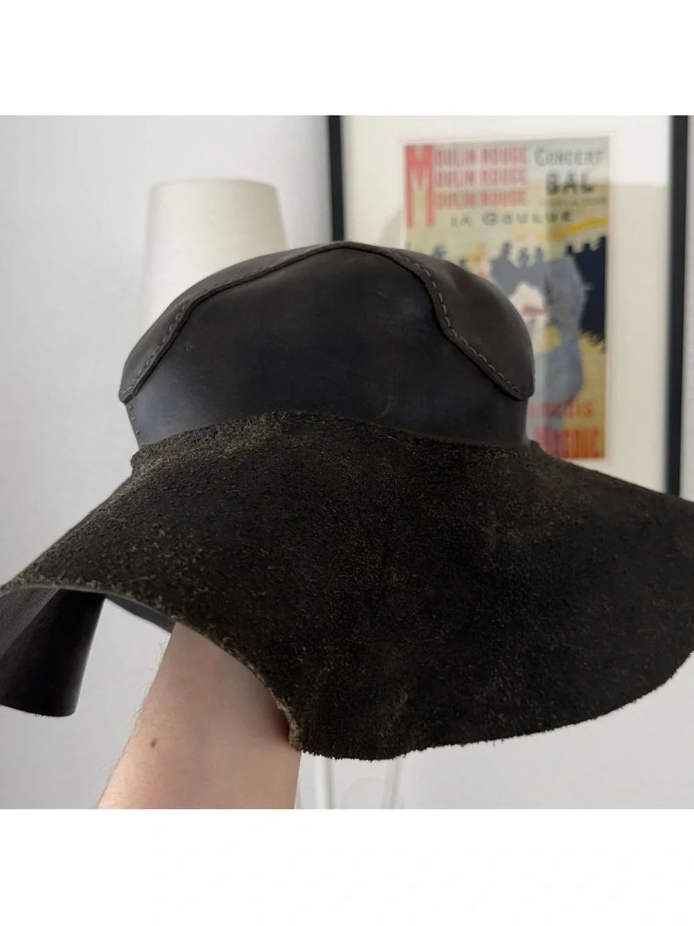 Unreal Vintage Genuine Leather Floppy Hat Stitching Detail - Picture 3 of 8